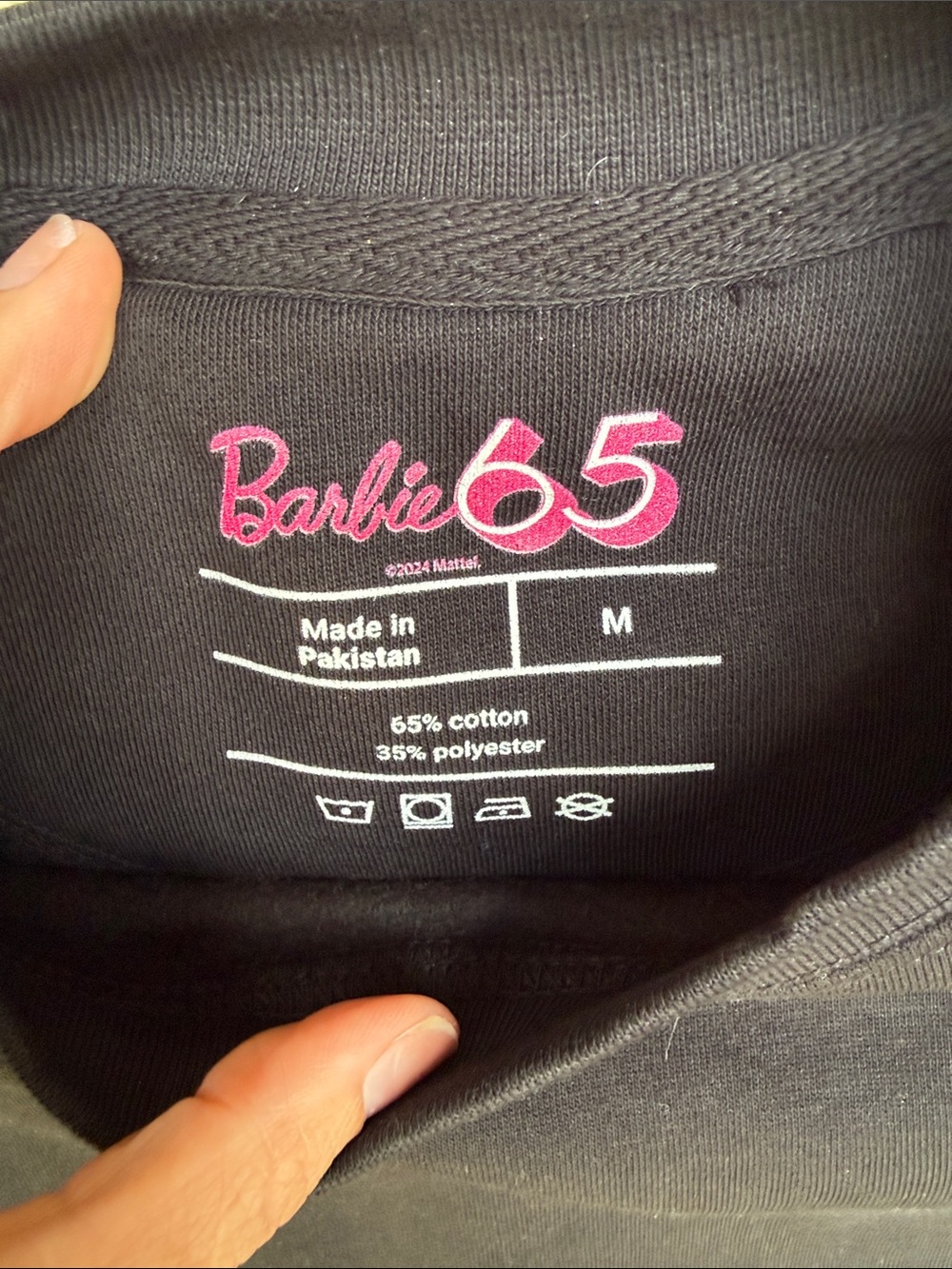Barbie Black Sweatshirt with Hot Pink Logo and Bow - Picture 3 of 3